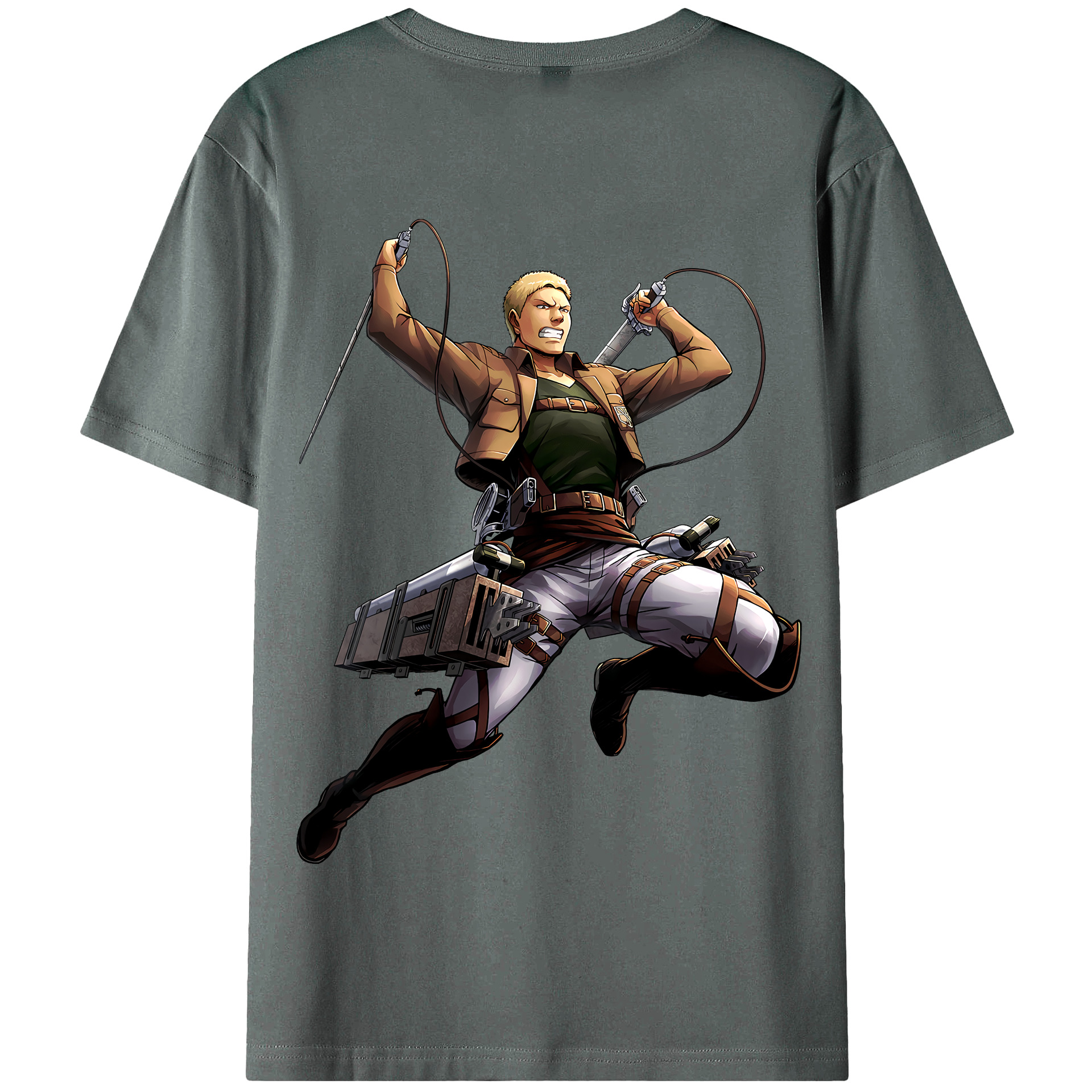 （画像用） 進撃の巨人 ライナー・ブラウン Attack on Titan Reiner Braun 綿100％半袖Tシャツ（背面プリント）